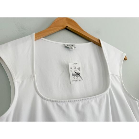 J.Crew Factory | NWT Cap-sleeve stretch cotton-blend squareneck top White | Sz M - Picture 6 of 9